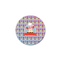 Cupcake With Cute Pig Chef Golf Ball Marker by GardenOfOphir