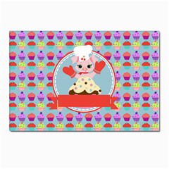 Cupcake With Cute Pig Chef Postcard 4 x 6  (10 Pack) by GardenOfOphir