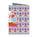 Cupcake with Cute Pig Chef Mini Greeting Card (8 Pack) Left