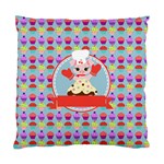 Cupcake with Cute Pig Chef Cushion Case (Two Sided)  Front