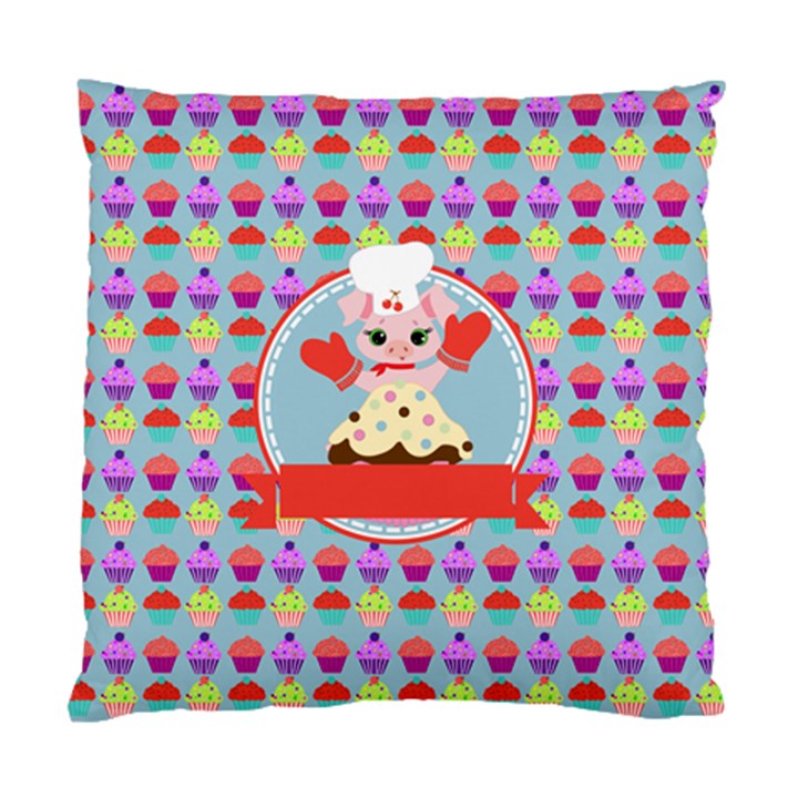 Cupcake with Cute Pig Chef Cushion Case (Two Sided) 