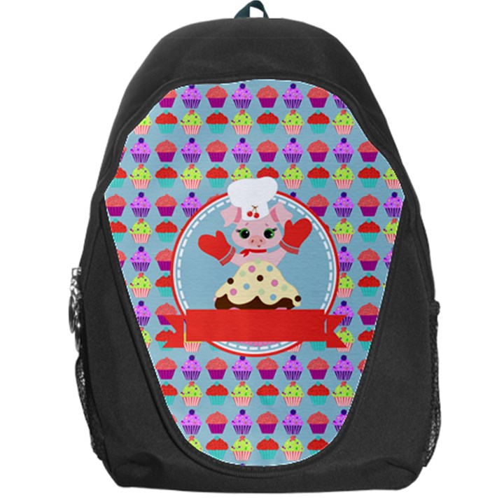 Cupcake with Cute Pig Chef Backpack Bag