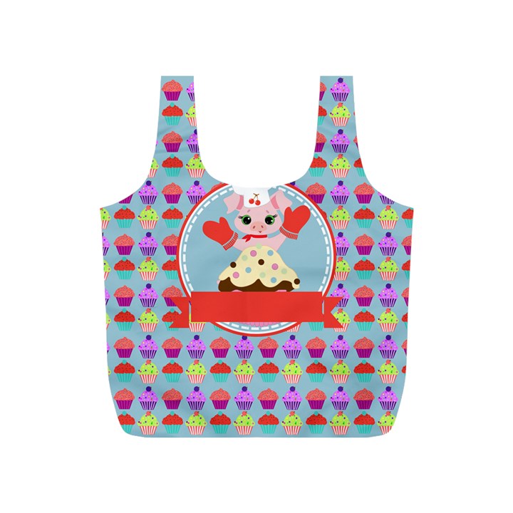 Cupcake with Cute Pig Chef Reusable Bag (S)