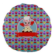 Cupcake With Cute Pig Chef 18  Premium Flano Round Cushion  by GardenOfOphir