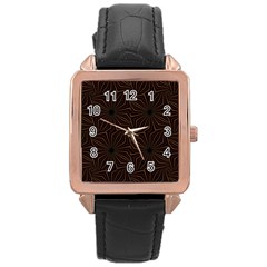 Tribal Geometric Vintage Pattern  Rose Gold Leather Watch 