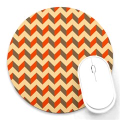 Modern Retro Chevron Patchwork Pattern  8  Mouse Pad (round)