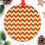 Modern Retro Chevron Patchwork Pattern  Round Ornament Front