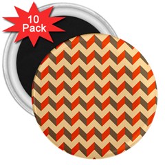 Modern Retro Chevron Patchwork Pattern  3  Button Magnet (10 Pack)