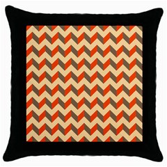 Modern Retro Chevron Patchwork Pattern  Black Throw Pillow Case