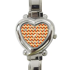 Modern Retro Chevron Patchwork Pattern  Heart Italian Charm Watch 