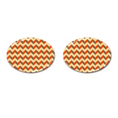 Modern Retro Chevron Patchwork Pattern  Cufflinks (oval)