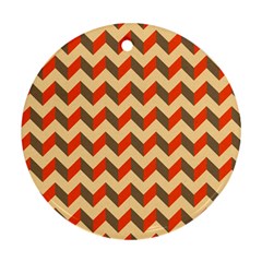 Modern Retro Chevron Patchwork Pattern  Round Ornament (two Sides) by GardenOfOphir