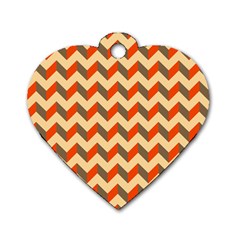 Modern Retro Chevron Patchwork Pattern  Dog Tag Heart (two Sided)