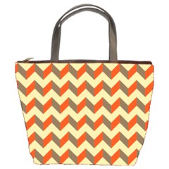 Modern Retro Chevron Patchwork Pattern  Bucket Handbag by GardenOfOphir