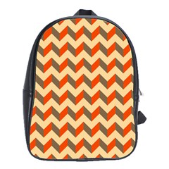 Modern Retro Chevron Patchwork Pattern  School Bag (large) by GardenOfOphir