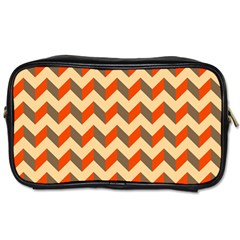 Modern Retro Chevron Patchwork Pattern  Travel Toiletry Bag (two Sides)