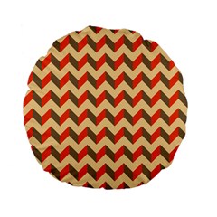 Modern Retro Chevron Patchwork Pattern  15  Premium Flano Round Cushion 