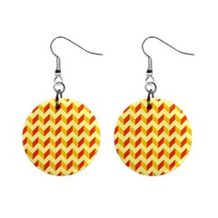 Modern Retro Chevron Patchwork Pattern  Mini Button Earrings