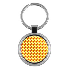 Modern Retro Chevron Patchwork Pattern  Key Chain (round) by GardenOfOphir