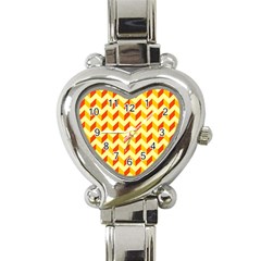 Modern Retro Chevron Patchwork Pattern  Heart Italian Charm Watch 