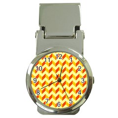 Modern Retro Chevron Patchwork Pattern  Money Clip With Watch by GardenOfOphir