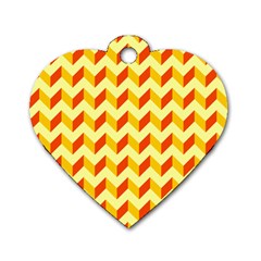 Modern Retro Chevron Patchwork Pattern  Dog Tag Heart (two Sided)