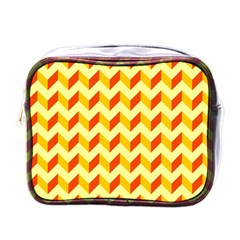 Modern Retro Chevron Patchwork Pattern  Mini Travel Toiletry Bag (one Side)