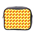 Modern Retro Chevron Patchwork Pattern  Mini Travel Toiletry Bag (Two Sides) Front