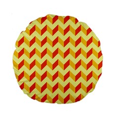 Modern Retro Chevron Patchwork Pattern  15  Premium Round Cushion  by GardenOfOphir