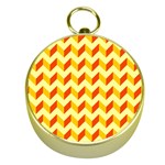 Modern Retro Chevron Patchwork Pattern  Gold Compass Front