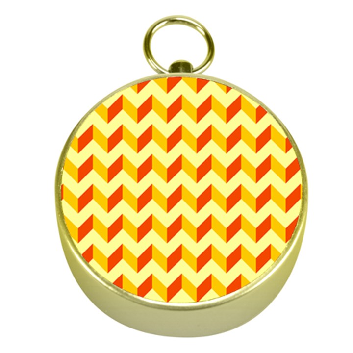 Modern Retro Chevron Patchwork Pattern  Gold Compass