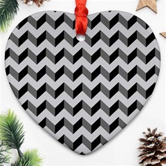 Modern Retro Chevron Patchwork Pattern  Heart Ornament by GardenOfOphir