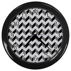 Modern Retro Chevron Patchwork Pattern  Wall Clock (black)