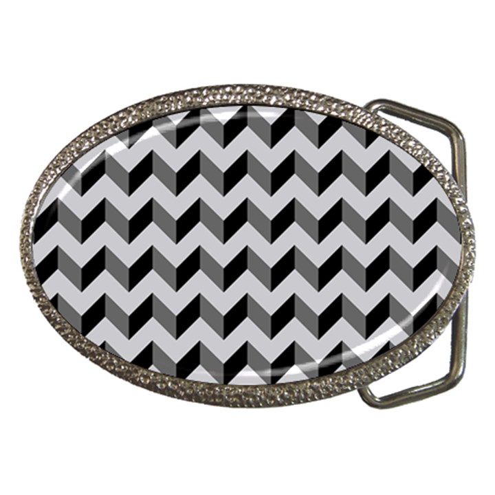 Modern Retro Chevron Patchwork Pattern  Belt Buckle (Oval)