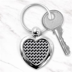 Modern Retro Chevron Patchwork Pattern  Key Chain (heart)