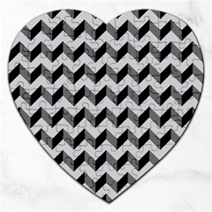 Modern Retro Chevron Patchwork Pattern  Jigsaw Puzzle (heart) by GardenOfOphir