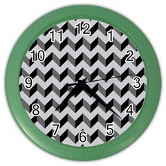 Modern Retro Chevron Patchwork Pattern  Wall Clock (color)