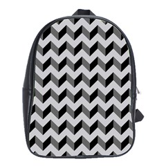 Modern Retro Chevron Patchwork Pattern  School Bag (large) by GardenOfOphir