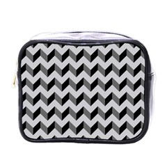 Modern Retro Chevron Patchwork Pattern  Mini Travel Toiletry Bag (one Side) by GardenOfOphir