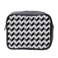 Modern Retro Chevron Patchwork Pattern  Mini Travel Toiletry Bag (two Sides)