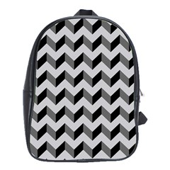 Modern Retro Chevron Patchwork Pattern  School Bag (xl)