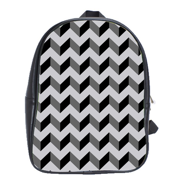 Modern Retro Chevron Patchwork Pattern  School Bag (XL)