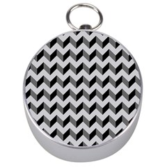 Modern Retro Chevron Patchwork Pattern  Silver Compass by GardenOfOphir