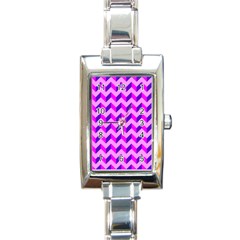 Modern Retro Chevron Patchwork Pattern Rectangular Italian Charm Watch