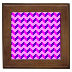 Modern Retro Chevron Patchwork Pattern Framed Ceramic Tile by GardenOfOphir