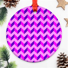 Modern Retro Chevron Patchwork Pattern Round Ornament