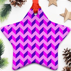 Modern Retro Chevron Patchwork Pattern Star Ornament