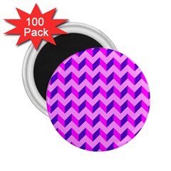 Modern Retro Chevron Patchwork Pattern 2 25  Button Magnet (100 Pack)