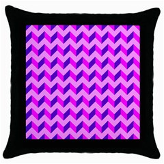 Modern Retro Chevron Patchwork Pattern Black Throw Pillow Case