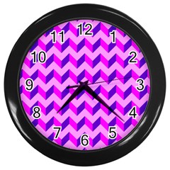 Modern Retro Chevron Patchwork Pattern Wall Clock (black)